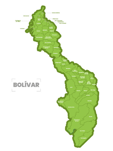 Mapa del Departamento de Bolívar y sus municipios